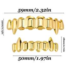 1 Set Men's Hip-Hop Teeth Accessories 18K Golden Plated 8-Tooth Braces Retro Vampire Tooth Ornament Minimalist Design Copper Material Exquisite Jewelry Suitable For Daily Wear & Parties The Perfect Gift For Hip-Hop Artists - Niềng răng 8 răng phong cách hip-hop cổ điển - Xem 11