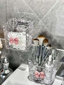 1 szt. Wieszak ścienny z przyssawką, bez wiercenia, organizer, łazienkowy uchwyt na szczoteczkę i pastę do zębów, ścienny schowek na grzebień w stylu kreskówkowym, uchwyt na szczoteczkę i pastę do zębów, akcesoria łazienkowe - Przezroczysty - Zobacz 1