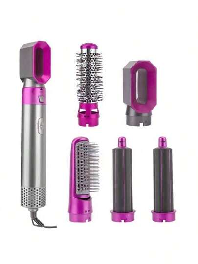 Transform Your Style With The 5 In 1 Hair Dryer Comb - Straight Hair Comb, Hair Dryer & Curling Iron For Effortless Waves & Sleek Looks - Multi-Function Hot Air Comb & Automatic Curling Iron!"