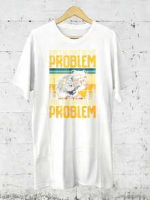 Don't Be Part Of The Problem Be The Whole Problem Opossum T-Shirt, 100% Cotton, Casual American Minimalist Men's Graphic Print Short Sleeve Crew Neck T-Shirt - 白色 - 查看 1