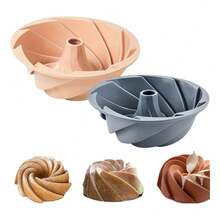 Tendencia2pcs Molde Rosca Grande Panque Gelatina Antiadherente Acero Rosa Y GrisCalidad premium - Rosa y gris - Ver 10