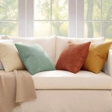 MIULEE Boho Farmhouse Throw Pillow Covers 18x18 Inch Set Of 4 Summer Modern Natural Decorative Cushion Covers Soft Corduroy Home Decor For Spring Couch Bed Sofa Living Room Teal-Rust Gradient Series - Teal-rust 18 inch x 18 inch Gói 4 - Xem 4