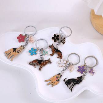 1 st legering metall trädgårdshund nyckelring snygg och stilig hund blomma tillbehör nyckelring herr charm handväska ryggsäck nyckelring hänge tillbehör fashionabla och populära fårhund hund bilnyckelring tillbehör för hundälskare djuraffär souvenirer smycken presenter till vänner och familj blomma hund