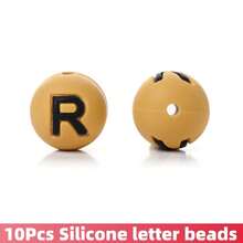 10/26pcs Earthy Tone Round A-Z Silicone Letter Beads - DIY Personalized Jewelry Making Kit, Craft Supplies For Name Bracelets, Keychains, Pendants, ID Lanyards And Bead Pens - Multicolor - View 17
