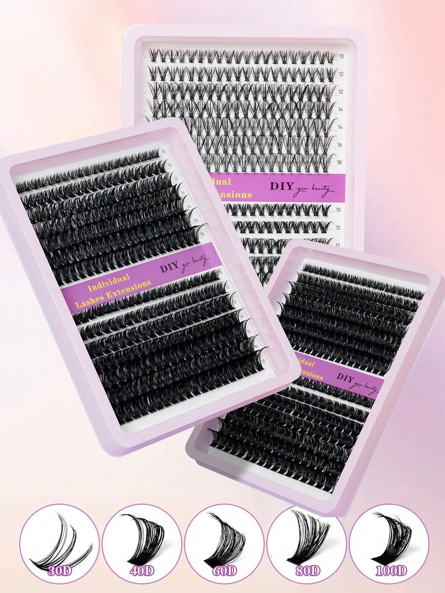266/280根单根假睫毛，睫毛册，簇状假睫毛，居家DIY嫁接假睫毛，打造自然、轻盈、浓密、持久的妆效。适合居家或外出使用，满足日常生活、派对、音乐节等各种场合的需求。睫毛簇套装，睫毛，假睫毛。 - D - 查看 1