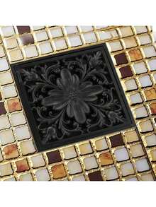 EstiloBestYiJo Drenaje de Piso de Latón Antiguo de 10cm, Drenaje de Piso de Ducha, Rejilla de Drenaje Antiguo a Prueba de Olores para Baños de Hogar y Hotel (Negro) Versión Mejorada - Negro - Ver 5