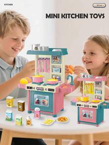 NEUSNEY Realistic Mini Kitchen Playset, Children's Toy Cookware, Stove, Dishes, Food Models, Educational & Interactive Game, Gift For Boys & Girls, Birthday Present (Some Accessories Randomly Included) - Multicolor - View 4