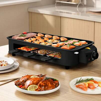 SUSTEAS 1700W Electric Indoor Grill – 2-In-1 Grill & Griddle With Removable Plates – Non-Stick & Dishwasher – Adjustable Temperature Control – For Steak, Burgers, Vegetables