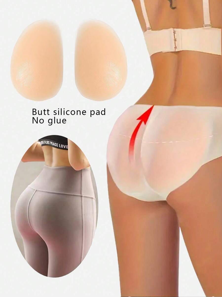 2pcs 1CM Thick Lightweight Adjustable Hidden Silicone Buttock Pads With Adhesive, Invisible Butt Lifter Pads For Natural Lifted Buttocks - Apricot - View 1