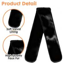 Long Women's Faux Fur Collar Scarf Wrap, Cold Winter Warm  Scarf Shawl Shrug Neck Warmer Wrap,Black - 黑色 - 查看 6