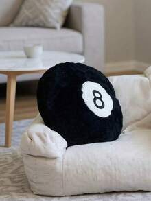 8-Ball Plush Round Throw Pillow, Soft & Fluffy Creative Sports Cushion, Soft Spherical Sleep Pillow, Suitable For Bed, Sofa, Home Decor, Valentine's Day Gift