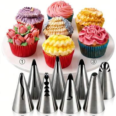 Juego de boquillas de tubería 3D de 4 cm (8 piezas), desbloquea múltiples patrones de flores de magdalena