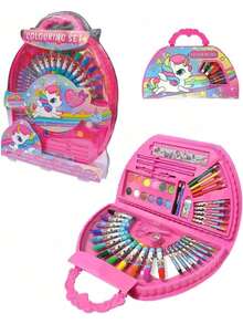 EstiloTendenciaRED VELVET UNICORNS Set De Arte Unicornio - 50 Piezas, Ideal Para Regalos De CumpleañOs Y Fiestas, Fomenta La Creatividad En NiñOs, Incluye Marcadores, Crayones, Pinceles Y MáSCalidad PremiumVersióN Mejorada - 1 - Ver 1