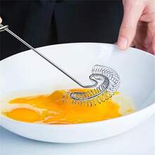 1pc Stainless Steel Egg Beater, Spring Baking Whisk, Coil Whisk For Kitchen Use - Multicolor - View 3