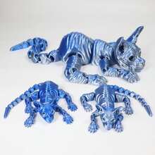 3pcs Large 3D Printed Cat, 19.96 Inches And 9.06 Inches ,ADHD, 3D Printed Sphynx  Cats With Flexible Articulated Joints, Stress Relief Toys For Adults, 3D Printed Animals,Miniature Things,Valentines Gifts,Party Favors,Party Supplies Gifts - Black-purple - View 12