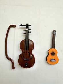 Conjunto de 2 miniaturas de violino e guitarra, instrumentos musicais em miniatura, decoração artesanal com design de instrumento musical, violino e guitarra clássicos realistas, miniaturas artísticas para decoração de casa, instrumentos musicais em miniatura perfeitos para decoração e colecionadores, miniaturas de violino para decoração, decoração de micro paisagem DIY, miniaturas de violino para fotografia de cena, violino de imitação vintage, decoração de paisagem - Multicolorido - Ver 7