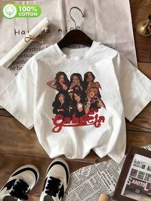 Koszulka z nadrukiem zespołu KATSEYE TOUR Band, luźny letni bawełniany T-shirt z krótkim rękawem i okrągłym dekoltem, miękka i wygodna, w stylu Y2K, odpowiednia na wiosnę, lato, Walentynki, karnawał, imprezę, plażę, wesele, siłownię, elegancję i wakacje - Biały - Zobacz 3