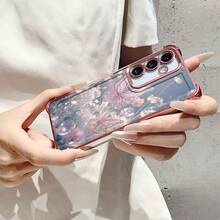 Funda de Teléfono con Purpurina de Mariposa y Flor para Samsung Galaxy S20 FE 5G S20 Ultra S20 Ultra 5G S20 Lite S21 5G S21 FE 5G S21 Ultra 5G S21+ 5G S22 Ultra 5G S23 FE S23 Ultra para Samsung S23+ S24 FE S24 Plus S24 Ultra S25 Edge S25 Plus S25 Ultra Funda Protectora Antigolpes de Cuatro Esquinas Electrochapada Patrón Lindo Nueva Funda Transparente Suave Creativa E3DI - Multicolor - Ver 12
