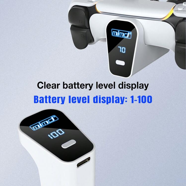 This Product Is Equipped With A 2000mAh Battery On The Back Of The PS Controller, Featuring C-Type Fast Charging. It Has A 1:1 Digital Display And Is Designed To Prevent Drops. The Battery Offers Multiple Protections: Overcharge, Overheating, And Short Circuit. - White - View 4