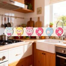 5 adorables ganchos con forma de conejo,gancho adhesivo creativo, gancho para llaves sin necesidad de perforar,  gancho autoadhesivo impermeable, también adecuados para el hogar, la cocina,  el baño, los percheros de pared de la oficina,  herramientas de almacenamiento del hogar, ganchos adhesivos, toalleros, decoraciones de pared del dormitorio