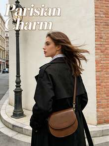 1. Letter Pattern Saddle Bag, 2. Fashionable Solid Color Crossbody Bag, 3. Women's Small Flap Wallet - Cà phê nâu - Xem 2