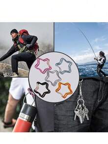 铝制星形登山扣创意弹簧夹钥匙扣户外露营徒步旅行配件旅行必备 - 彩色 - 查看 4