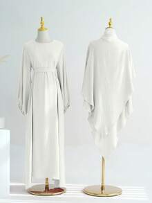 2pcs/Set Elegant (Muslim Dress + Headscarf + Belt) Classic Versatile Abaya For Women's Daily Wear - Multicolor - View 29