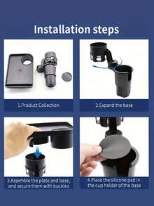 Adjustable Car Cup Holder With 360° Rotating Tray - ABS Plastic Beverage And Food Stand, Extendable Tabletop Drink Holder, Suitable For SUV, Truck - Heavy Duty Vehicle Interior Accessory, Holds Hot/Cold Drinks And Snacks, Compatible - Multicolor - View 4