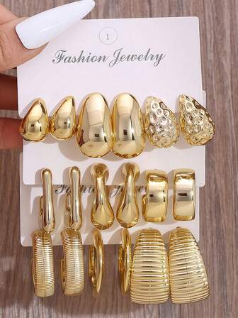 1 set de cercei eleganți și la modă cu model geometric CCB, purtare casual de zi cu zi, potriviți ca și cadou pentru prieteni de sărbători și zile de naștere.