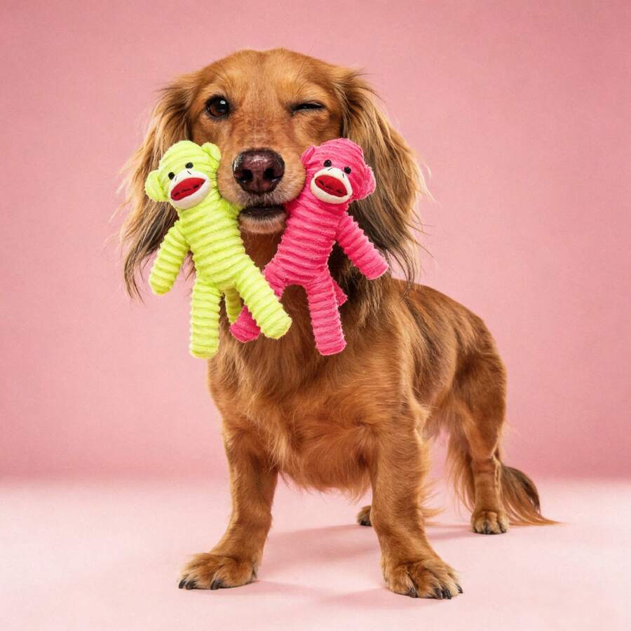 Hollypet 毛绒狗狗发声玩具，填充犰狳狗狗咀嚼玩具，耐用柔软的宠物玩具，有助于清洁牙齿，互动训练和缓解无聊的狗狗玩具，适合小型、中型、大型所有品种的狗狗