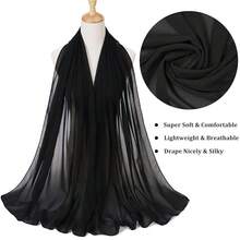 Ciormis Chiffon Shawl Wraps Scarves Lightweight For Women Evening Dresses Wedding Bridesmaid Or Formal Occasions,C#.Black - C#.Black - 查看 3