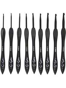 EstiloTendenciaJuego De Agujas De Ganchillo 9 Piezas Calambres En El Mango 9 Para Piezas Mango De PláStico Para Tejer De 6,0 Mm Accesorios Para Tejer Negro Instrumento De Ganchillo SuministrosCalidad PremiumVersióN Mejorada - 1 - Ver 2