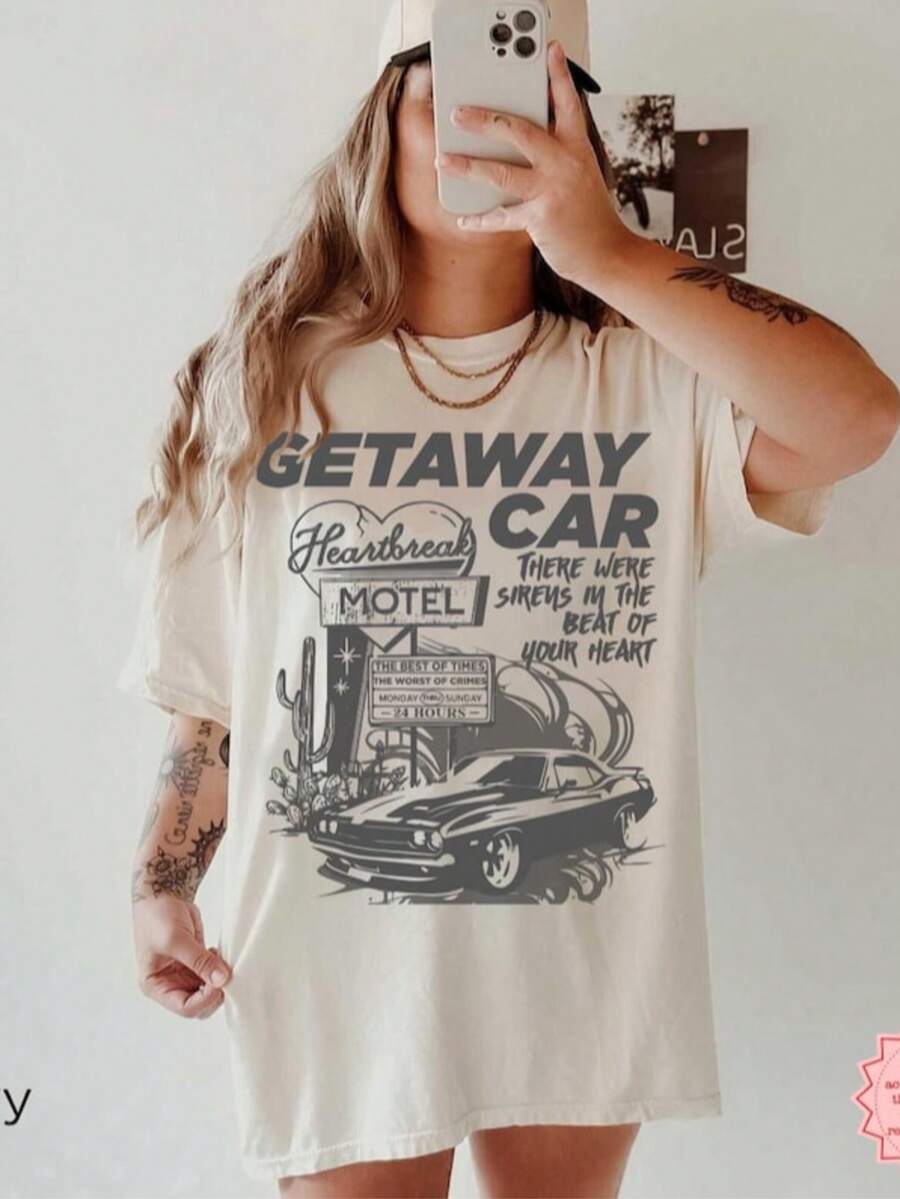 Getaway Car Shirt TS Unofficial Fan Tee Reputation Era Concert Shirt Oversized Grunge - trắng - Xem 1