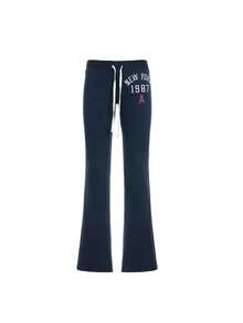 Women's Navy Blue Wide Leg Sweatpants Letter Print And High Waist Design Casual Streetwear Comfortable Joggers - Màu xanh hải quân - Xem 3