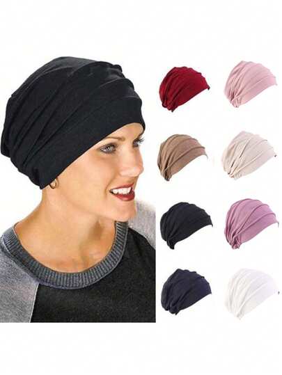 1pc Women's Stretchy Headband Hat, Soft Brim Headscarf, Chemo Cap