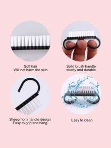 Bộ 4/10/50 cọ móng tay màu đen, cọ vệ sinh nhỏ, cọ đa năng, cọ tẩy tế bào chết, cọ móng, cọ làm sạch bụi. - màu đen - Xem 4