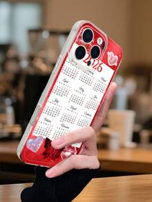 1PC Funda con diseño de calendario 2026, estilo festivo y lindo, cerditos rosados y elementos navideños, funda de TPU transparente, protección completa para lente, compatible con iPhone 17/16/15/14/13/12/11/Pro/ProMax, compatible con Galaxy A54/S24 Ultra/Plus, compatible con Moto/Galaxy/Redmi/Honor/OPPO - G transparente - Ver 5