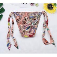 Women Silk Panties Lightweight Briefs Smooth Breathable Satin Bikini,Sexyys Tie-Side Underwear Daily Fit Comfort,Floral#3 - 花卉#3 - 查看 6