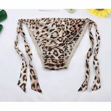 Women Silk Panties Lightweight Briefs Smooth Breathable Satin Bikini,Sexyys Tie-Side Underwear Daily Fit Comfort,Leopard#1 - 豹子#1 - 查看 4