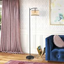 Lámpara de pie rústica con pantalla de ratán, interruptor de pie, luz de pie, casquillo E26, enchufe estadounidense, para dormitorio, sala de estar, oficina, estudio, lectura, 110 V - Tipo de Enchufe A USA (110-127V) - Ver 7