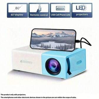 MOMAN מקרן מיני נייד YG300, ללא מערכת מובנית, תומך בממשקים מרובים, מתאים לבית, למשרד, למסיבה וכו', לא כולל מתאם; תומך בשיקוף טלפון קווי. דורש מטען 5V 2A וכבל נתונים תואם - מומלץ לחבר את המקרן הסופר קומפקטי הזה בהתאם לשלבים שבתמונה - 360*240p.