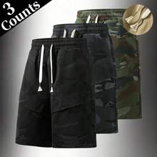 3pcs/Set Men's Casual Camouflage Cargo Shorts With Drawstring Waist, Spring/Summer - Multicolor - View 1