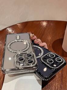 Hadaasi 1个奢华闪亮钻石透明手机壳，兼容 16/15/14 Plus/13/12/11 Pro Max，磁吸式无线充电后盖，浅粉色 - 粉 - 查看 6