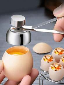 1 个不锈钢鸡蛋压碎器顶盖 - 快速简便的开蛋器，适用于生鸡蛋、溏心蛋和煮熟的鸡蛋 - 厨房必备的去壳工具 - 耐用的金属设计 - 彩色 - 查看 7
