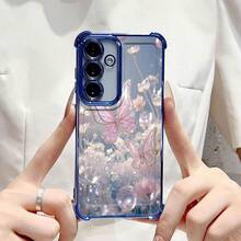 Funda de Teléfono con Purpurina de Mariposa y Flor para Samsung Galaxy S20 FE 5G S20 Ultra S20 Ultra 5G S20 Lite S21 5G S21 FE 5G S21 Ultra 5G S21+ 5G S22 Ultra 5G S23 FE S23 Ultra para Samsung S23+ S24 FE S24 Plus S24 Ultra S25 Edge S25 Plus S25 Ultra Funda Protectora Antigolpes de Cuatro Esquinas Electrochapada Patrón Lindo Nueva Funda Transparente Suave Creativa E3DI - Multicolor - Ver 9
