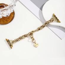 1pc Women's Metal Chain Strap, Elegant Braided Stainless Steel Watch Band Compatible With Apple Watch 38/40/41mm, 42/44/45/46/49mm, Suitable For Ultra/SE/8/7/6/5/4/3/2/1 - Gold - View 1