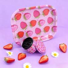 2pcs Rolling Tray Set W/Box Package, Strawberry Lovers Can't Miss It! Includes - Strawberry Grinder, Classic Size Rolling Tray |   Accessories Kit, For Besties, Friends, Girls And Any Smokers - 粉色 - 查看 7