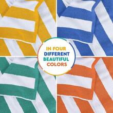 Utopia Towels - [Paquete de 4 toallas de playa Cabana Stripe 30 x 60 pulgadas toallas de gran tamaño 100% algodón hilado en anillos toallas de baño altamente absorbentes - Azulamarilloverdeynaranja - Ver 3