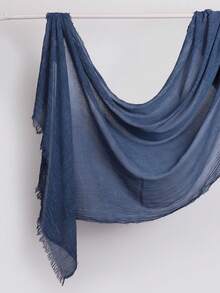 1pc Striped Textured Modest Hijab Natural Crinkle Breathable Soft Long Headscarf - Multicolor - View 5