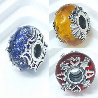 1pc Exquisite Multi-Color Glass Beads, 4.5mm Hole Diameter, Charm Beaded Accessories Suitable For Snake Chain Bracelet DIY Jewelry, Everyday Wear For Women